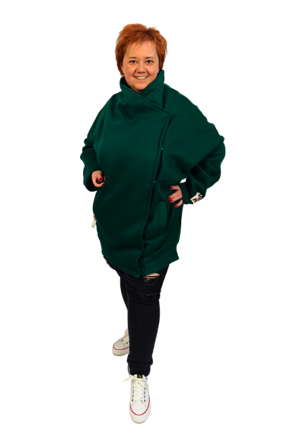 Oversize zateplená mikina Miss city - tmavozelená